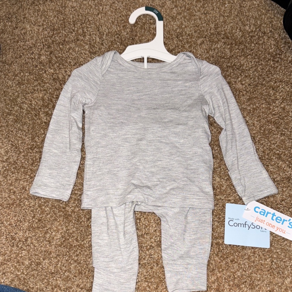 NWT - Carter's Gray ComfySoft Baby 3m Outfit